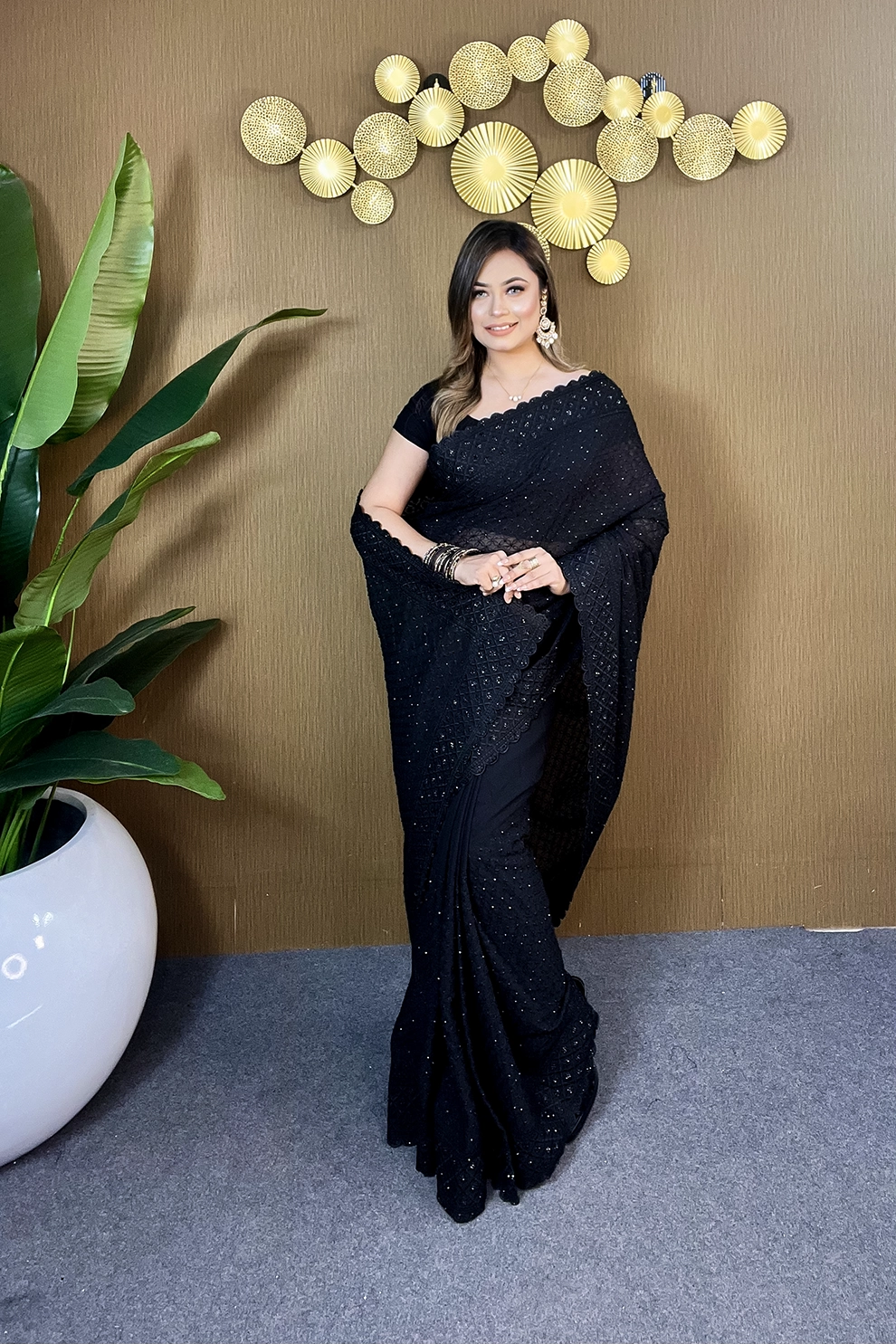 Black Diamond Soft Chiffon Georgette Saree